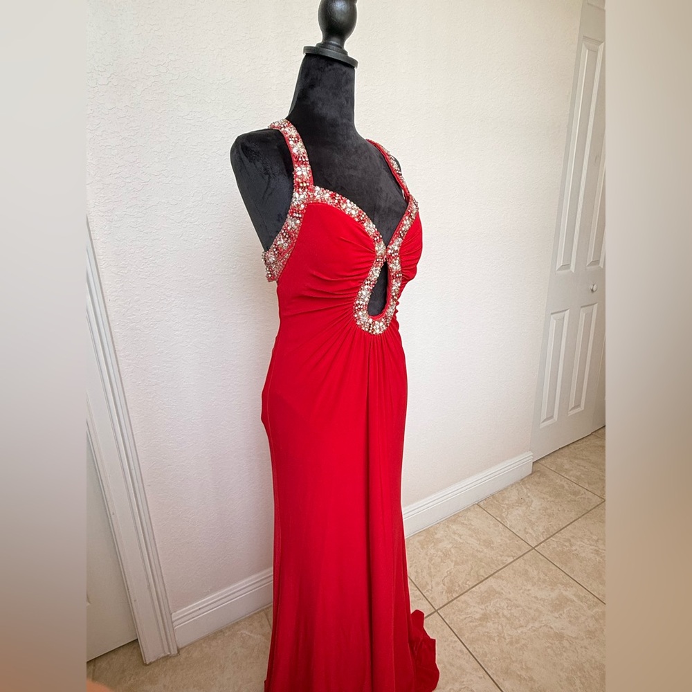 Red Dress with Embellished Straps